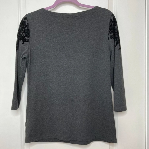 KAREN SCOTT | velvet overlay sweater blouse - Picture 4 of 7